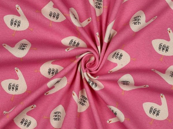 Jersey , Rippjersey, Vogel, pink