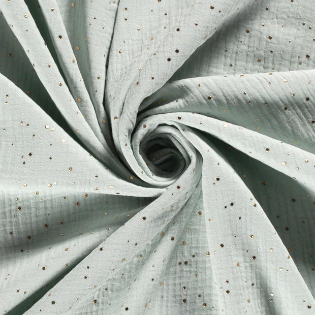 12684-021 Musselin, mint mit Goldsprenkel