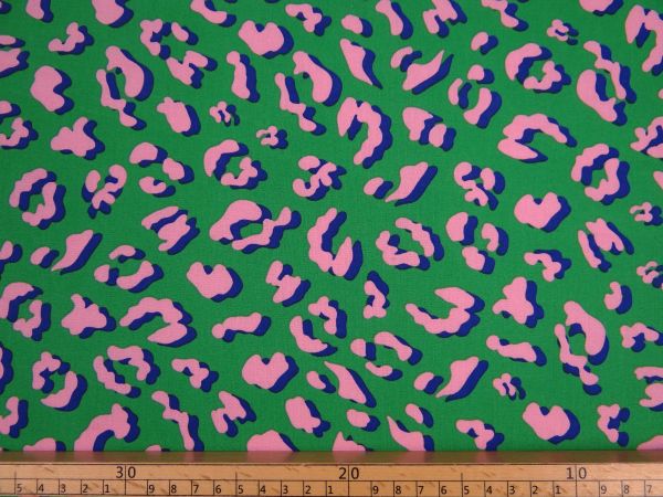 Abschnitt beschichtete Baumwolle, animal print, h`grün / rosa 
