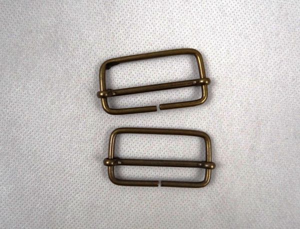 Schiebeschnalle, Messing. 4 cm, 2 Stck