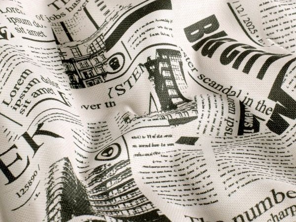 Dekostoff 100 % Bw ,Zeitung ecru Dekostoff 100 % Bw ,Zeitung ecru