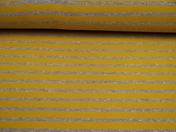 Ve-09054-002-Sweat-geraut-senf-grau Sweatshirt geraut Streifen senf/grau mel