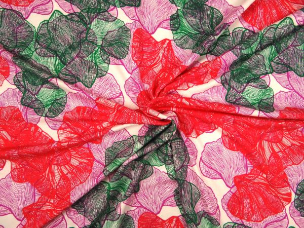 Jersey Viskose Blätter pink