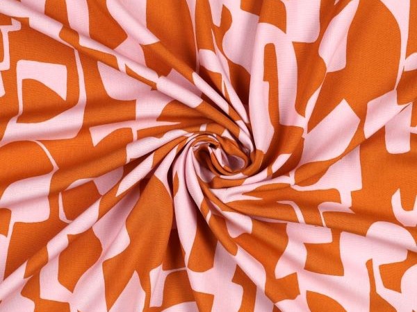 Bluse, abstraktes Muster, orange / rose