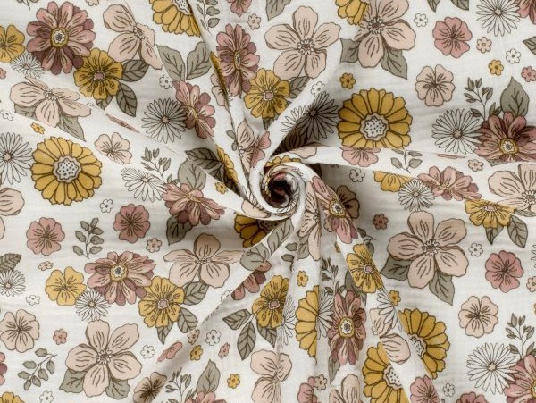 Musselin, Blüten, ecru