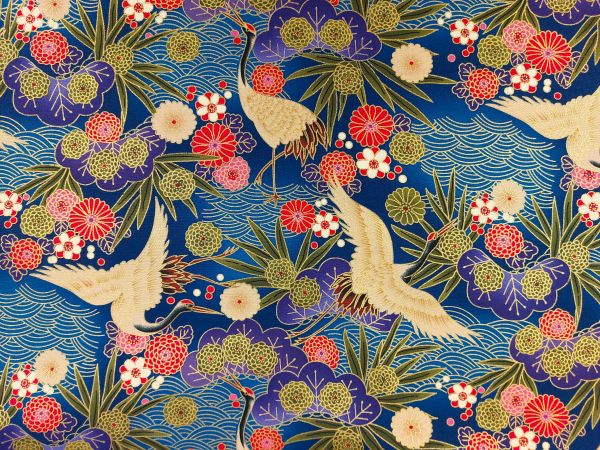 Dekostoff , Kranich , bleu