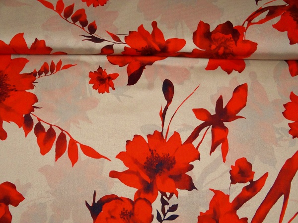 % Angebot % Futterstoff Polyester gemustert rote Blume