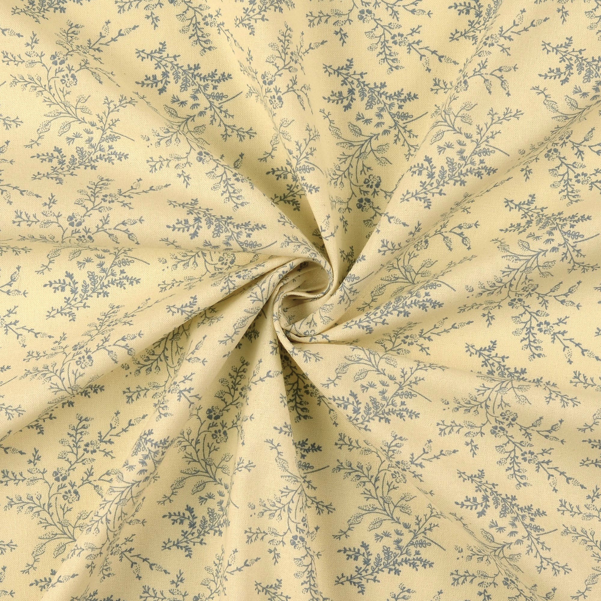 Kombistoff bleu / ecru, florales Muster Kombistoff bleu / ecru, florales Muster