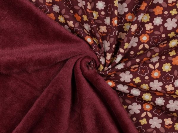 Alpenfleece Blümchen, aubergine