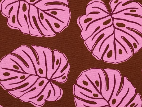 Dekostoff großes Blatt, braun / pink Dekostoff großes Blatt, braun / pink