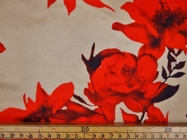 % Angebot % Futterstoff Polyester gemustert rote Blume