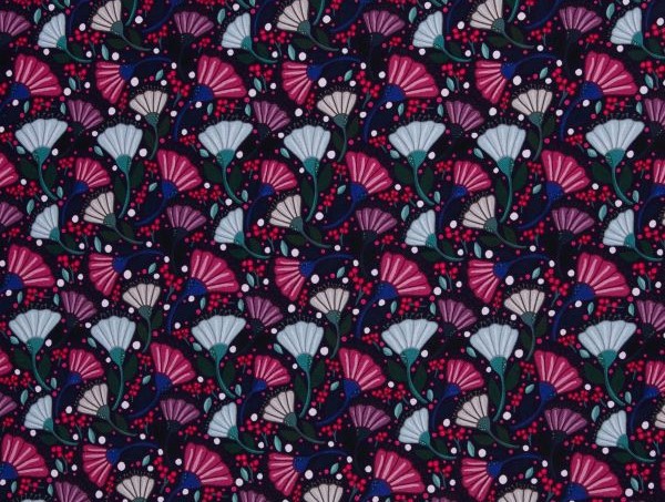 Dekostoff, Blumen blau Dekostoff, Blumen blau