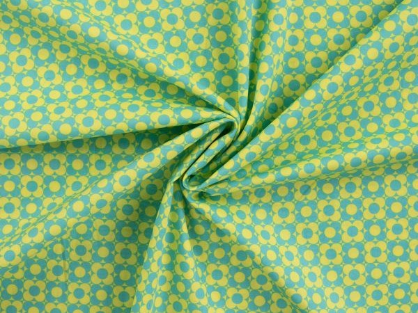 Baumwollstoff, Retro, Blümchen grün /gelb Baumwollstoff, Retro, Blümchen grün /gelb