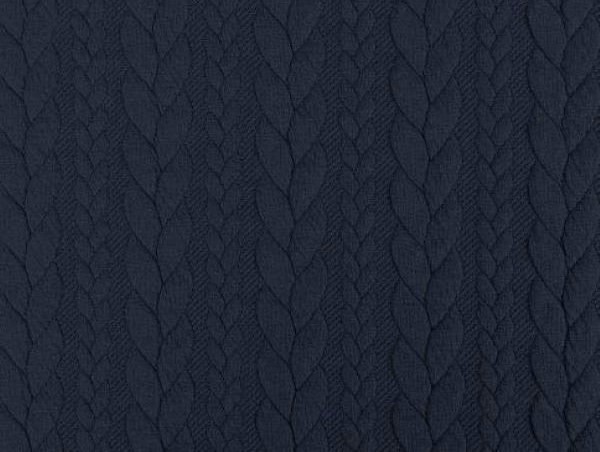 Strickstoff, Zopfmuster, blau 