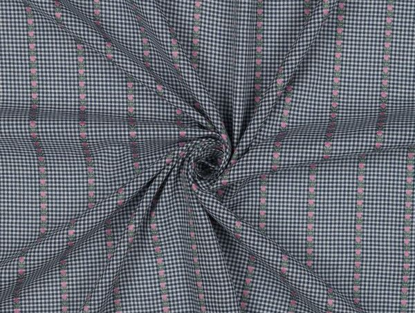 Bluse, Baumwolle, Jacquardmuster Blümchen, bleu