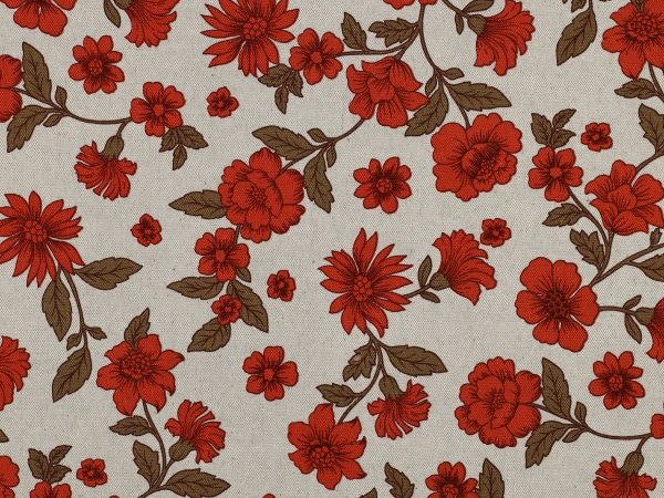 Dekostoff , Canvas, rote Blüten Dekostoff , Canvas, rote Blüten