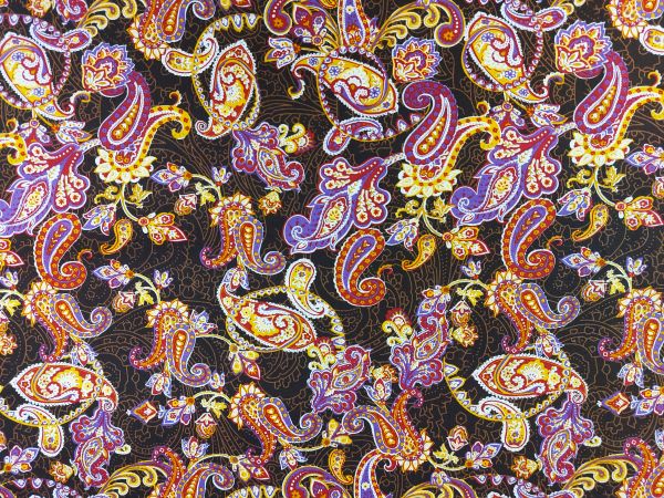 100 % Baumwolle , Paisley rot, braun