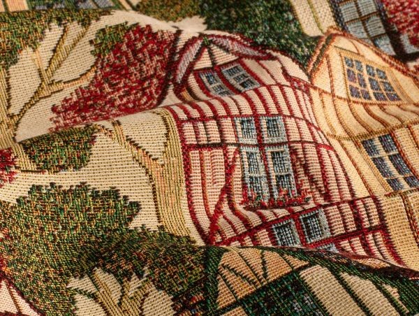 Dekostoff, Häuser, ecru