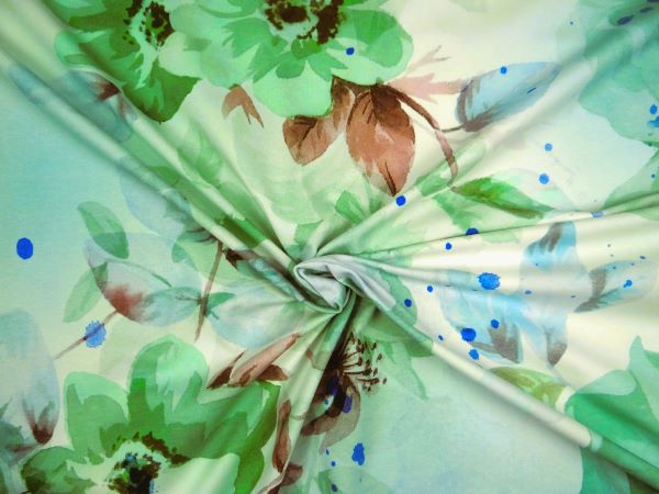 Swlena-400262-3 Jersey florales Muster , grün