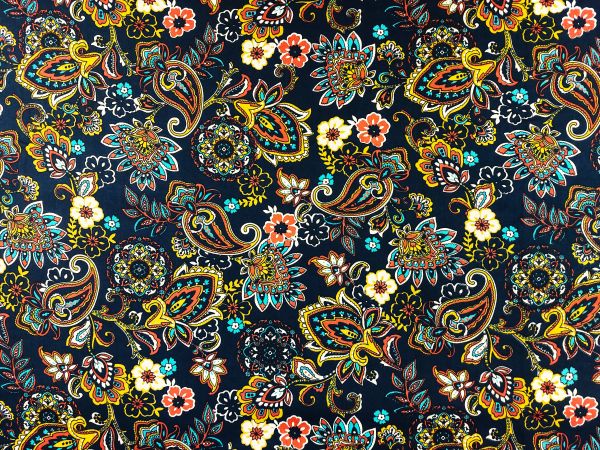 100 % Baumwolle blau mit Blüten & Paisleymuster 100 % Baumwolle blau mit Blüten & Paisleymuster