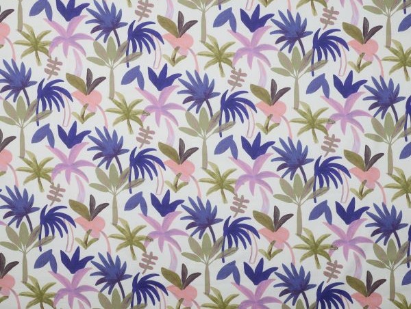 Bluse, floral, Blätter cobalt/ peach