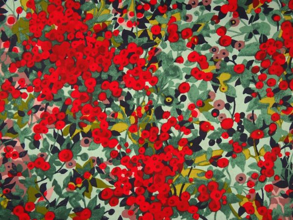 Dekostoff, rote Blumenwiese