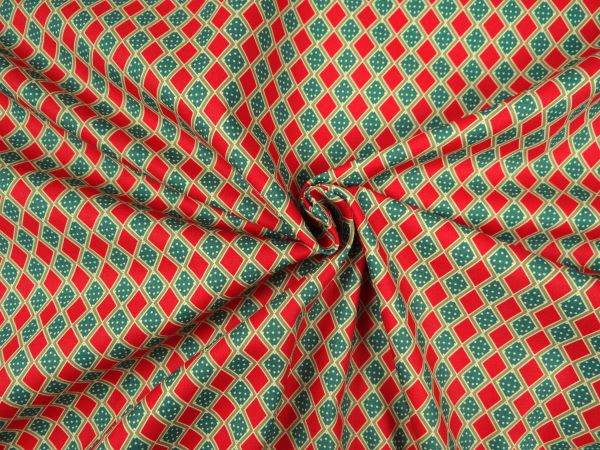 Webstoff Baumwolle Krawattenmuster rot / grün