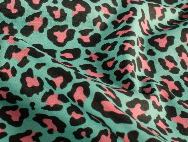 Baumwollwebstoff, Animalprint türkis Baumwollwebstoff, Animalprint türkis