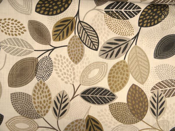 Dekostoff, Blätter, ecru / natur