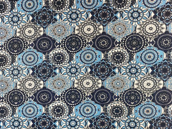 100 % Baumwolle , Mandala, blau intensiv 100 % Baumwolle , Mandala, blau intensiv