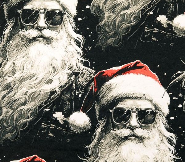 Sweatshirt geraut Weihnachtsmann mit Sonnenbrille
