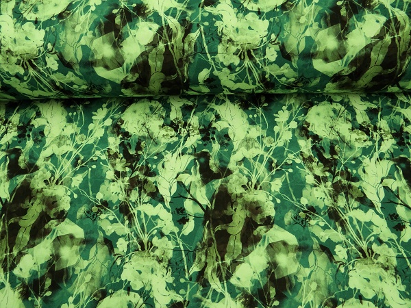 9357-001 Softshell florales Dessin grün