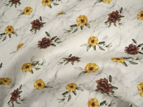 Dekostoff Blüten braun & ocker