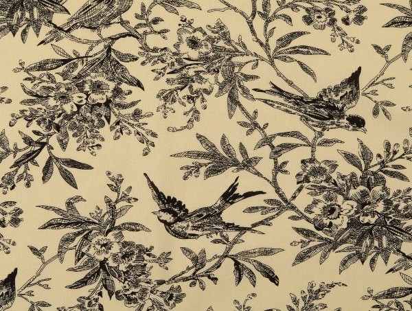 Kombistoff ecru / schwarz Floral & Vogel Kombistoff ecru / schwarz Floral & Vogel