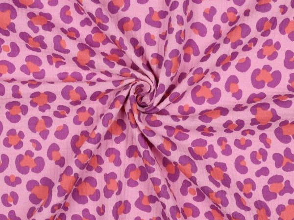 Musselin, Animalprint, pink