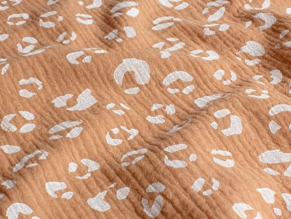 Musselin , Animalprint, nougat