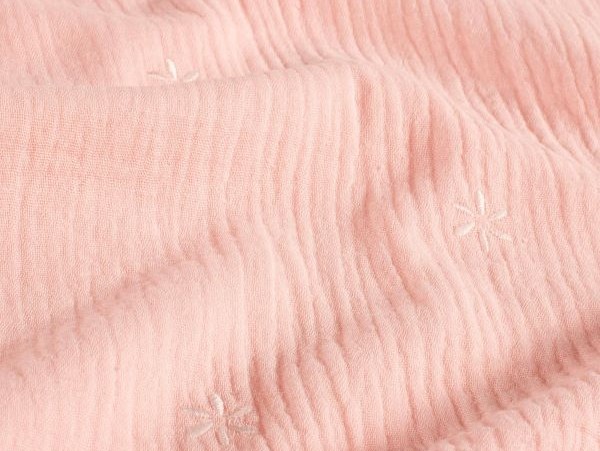 Musselin, rosa, Blümchenstickerei Musselin, rosa, Blümchenstickerei