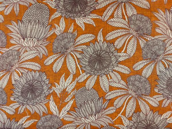 Dekostoff , große Blüte , orange