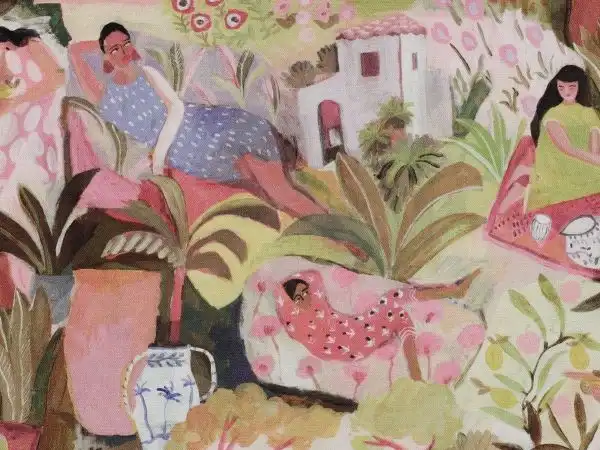 Dekostoff , Tropical Garden, bunt