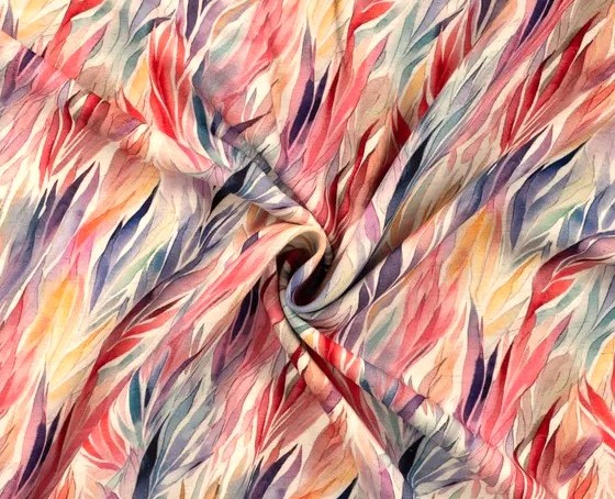  Bluse, Blättermuster, pastell bunt