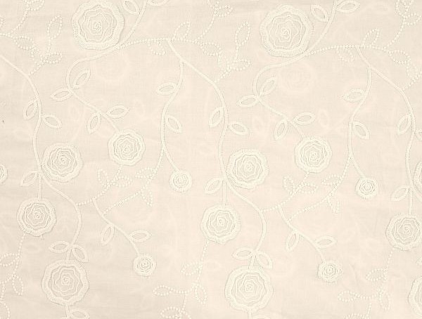  Blusenstoff , Baumwolle, florale Stickerei , Ton in Ton, ecru