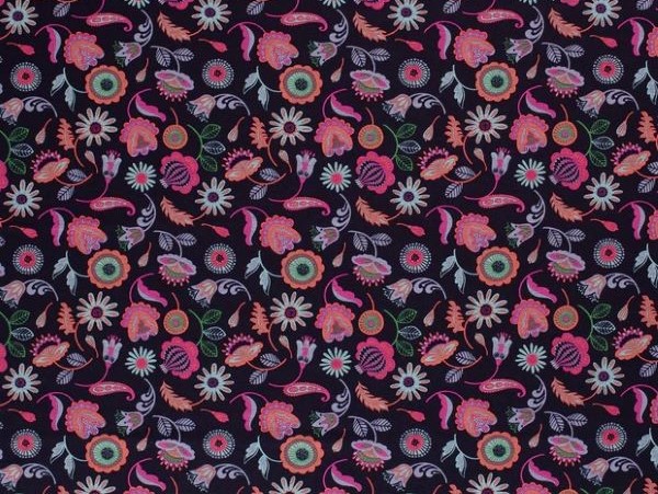 Alpenfleece florales Muster blau