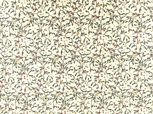 Webstoff Baumwolle , Misteln, ecru