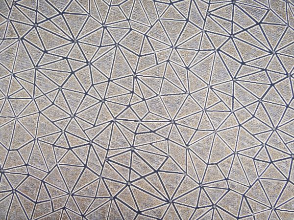 Dekostoff, Jacquard, graphisches Muster, Dreiecke, graublau