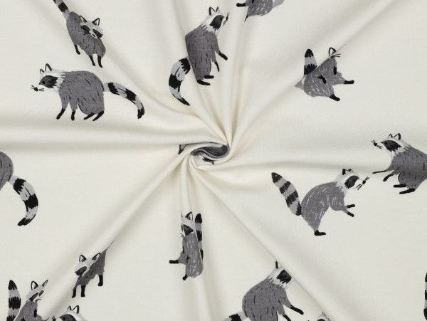 Jersey , Waschbär, ecru Jersey , Waschbär, ecru