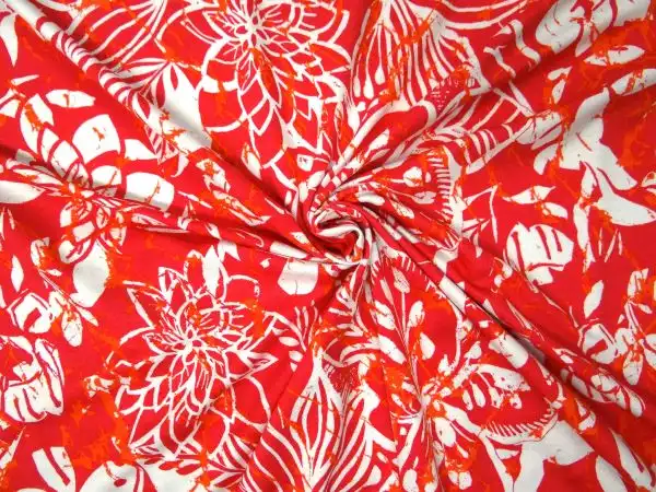 Jersey Viskose florales Dessin mit goldenen Akzenten, pink Jersey Viskose florales Dessin mit goldenen Akzenten, pink