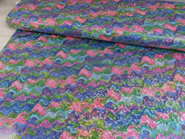 Elastik- Jersey , Batik mit Foliendruck