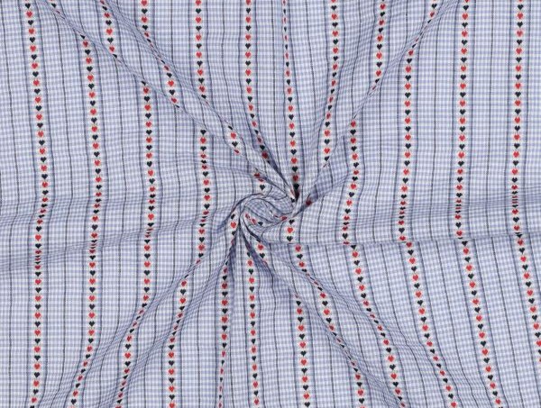 Bluse, Baumwolle, Jacquardmuster Herzen, bleu Bluse, Baumwolle, Jacquardmuster Herzen, bleu