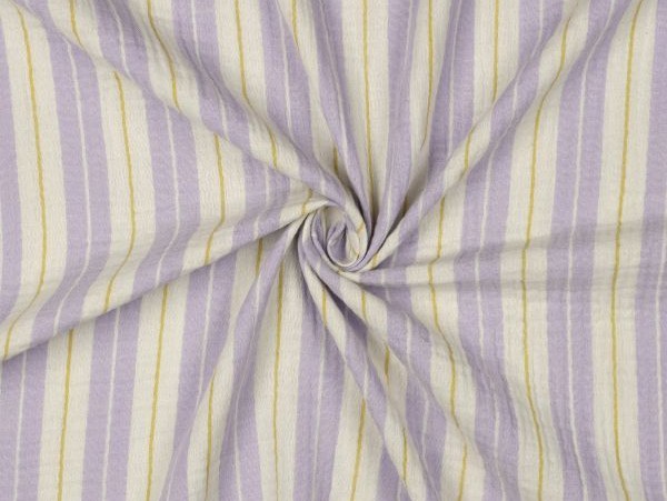Musselin, Streifen, ecru / flieder