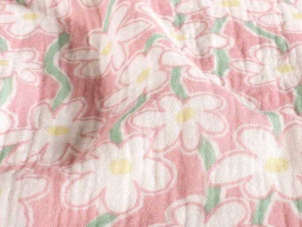 Musselin, florales Muster, rose Musselin, florales Muster, rose